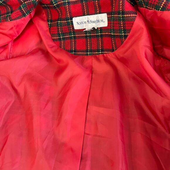 Vintage 1990s Tartan Plaid Blazer Jacket Zip Front Red Christmas Winter Festive - Picture 11 of 14